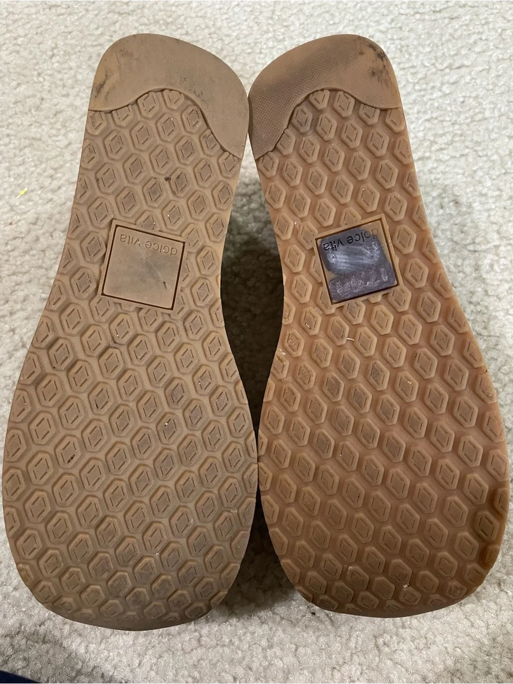 Dolce Vita Tan‎ Suede Platform Slip-On Loafers with Amber Chain